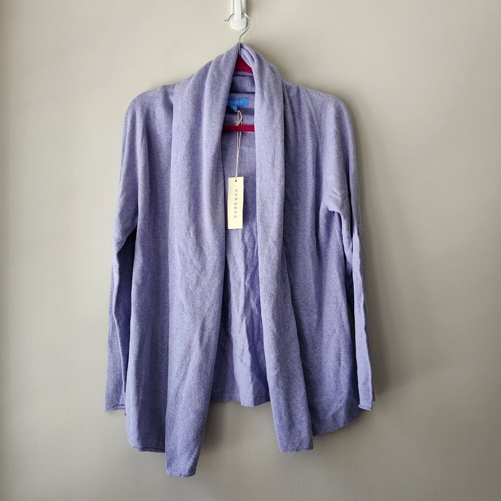 Burgess Cardigan Sweater | Small | Lilac Shawl Collar Cotton Cashmere NEW